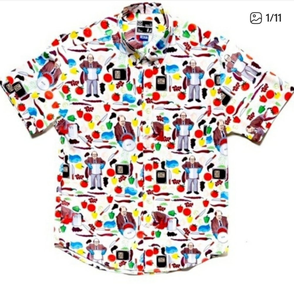 RSVLTS x The Office Kevin's Famous Chili Kunuflex Short Sleeve Shirt L NWT.